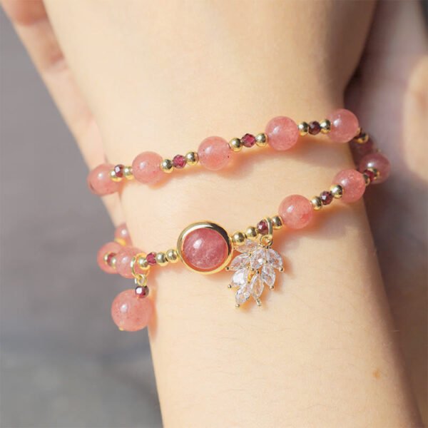Healing of Love Strawberry Quartz Double Wrap Bracelet - Image 7