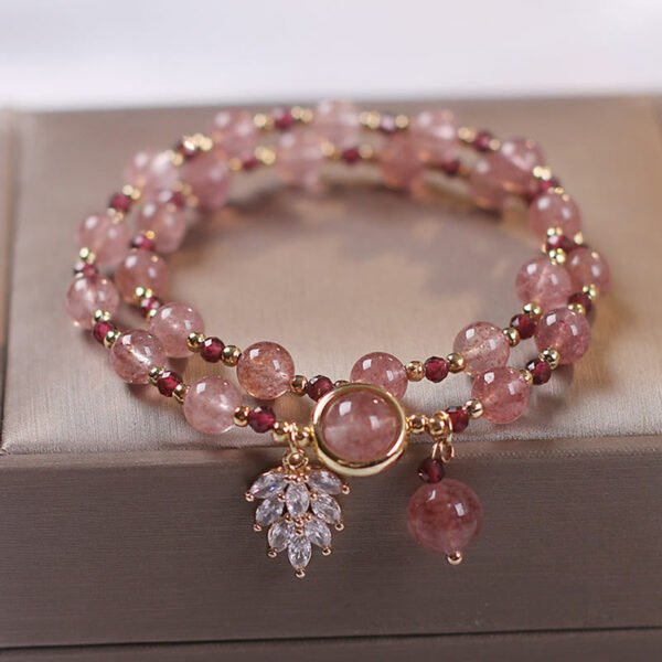 Healing of Love Strawberry Quartz Double Wrap Bracelet - Image 2