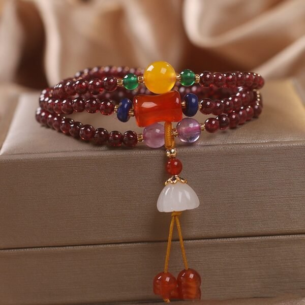 National Fashion Multi-layer Natural Garnet Beaded Bracelet - Image 9
